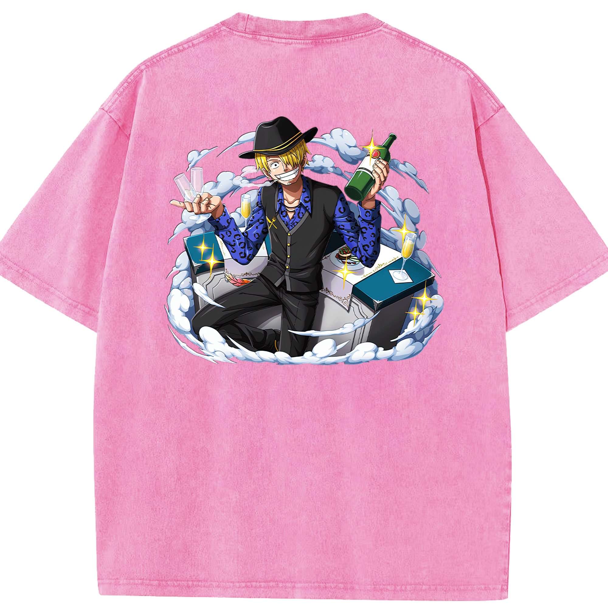 ワンピース サンジ ONE PIECE Sanji 綿100% ヴィンテージ風 半袖Tシャツ（背面プリント）